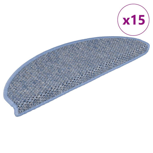 Treppenmatten Selbstklebend Sisal-Optik 15 Stk. 65x21x4 cm Blau
