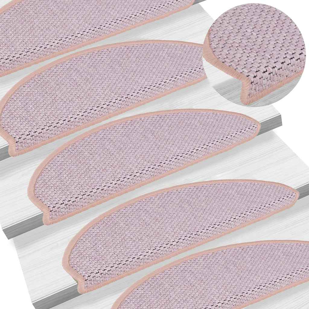 Treppenmatten Selbstklebend Sisal-Optik 15 Stk. 65x21x4 cm Rosa