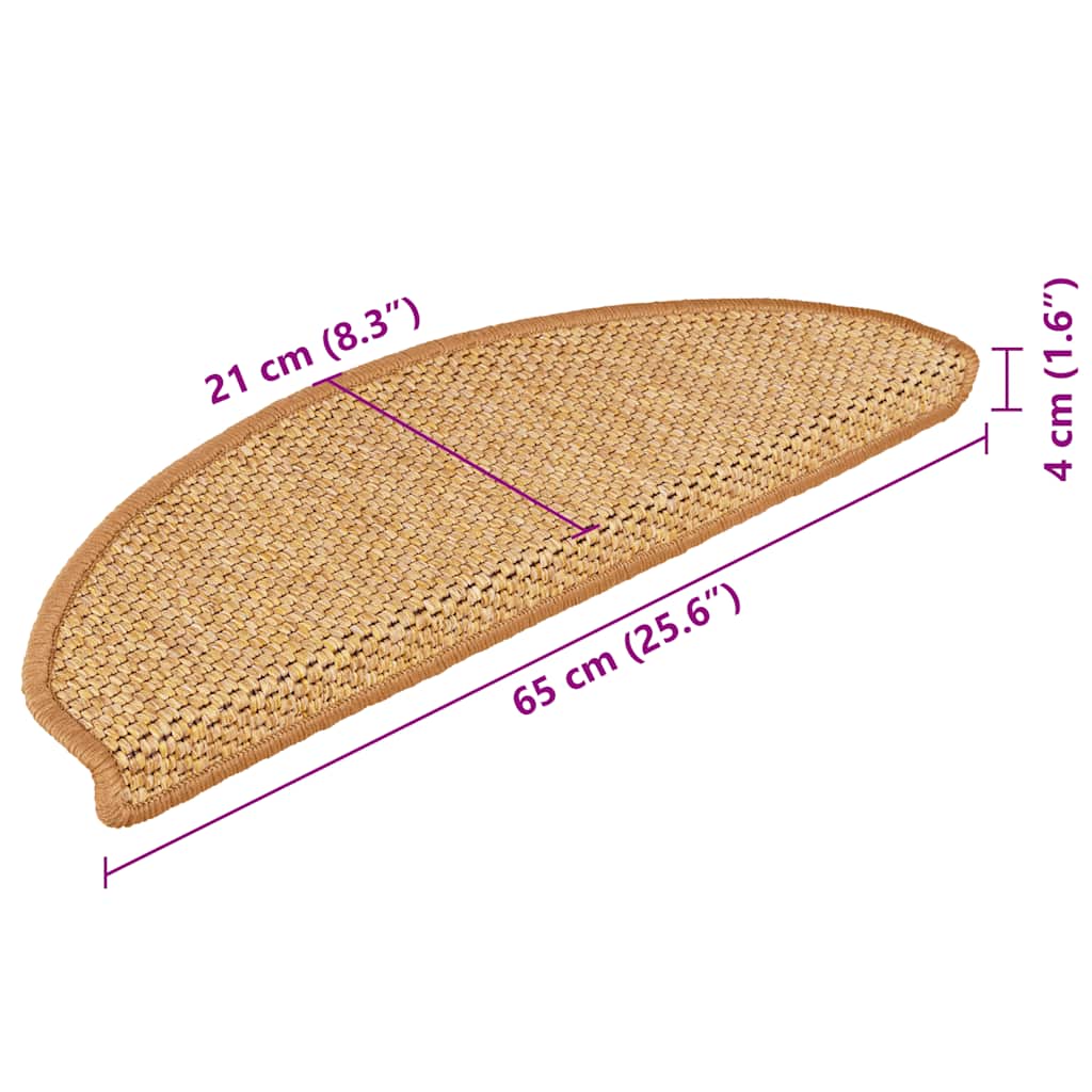 Treppenmatten Selbstklebend Sisal-Look 15 Stk. 65x21x4 Sisal