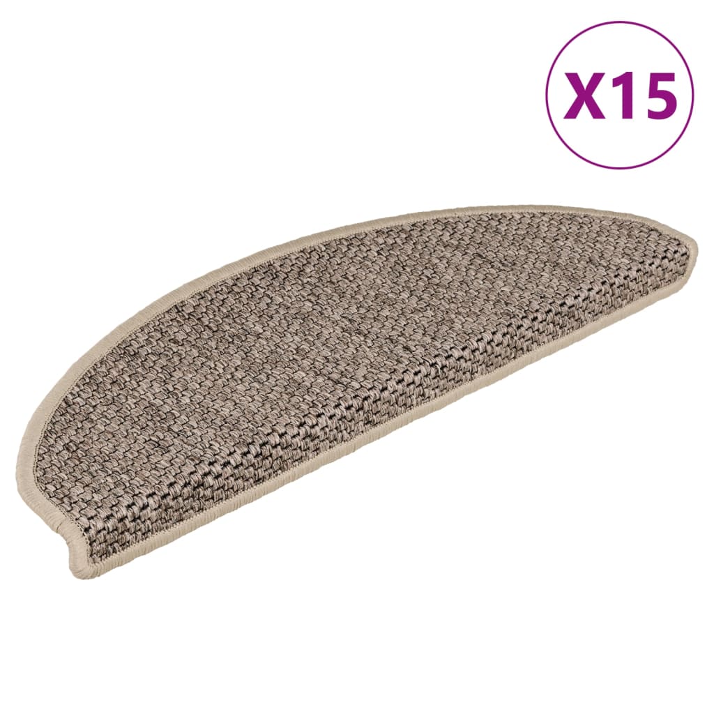 Treppenmatten Selbstklebend Sisal 15 Stk. 65x21x4cm Dunkelbeige