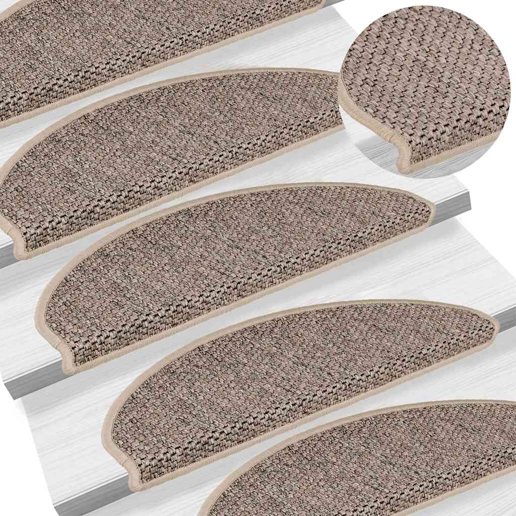 Treppenmatten Selbstklebend Sisal 15 Stk. 65x21x4cm Dunkelbeige