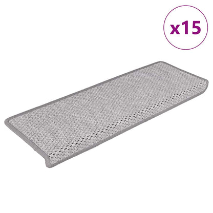Treppenmatten Selbstklebend Sisal-Look 15 Stk. 65x21x4 Platina