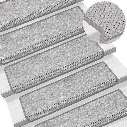 Treppenmatten Selbstklebend Sisal-Look 15 Stk. 65x21x4 Platina