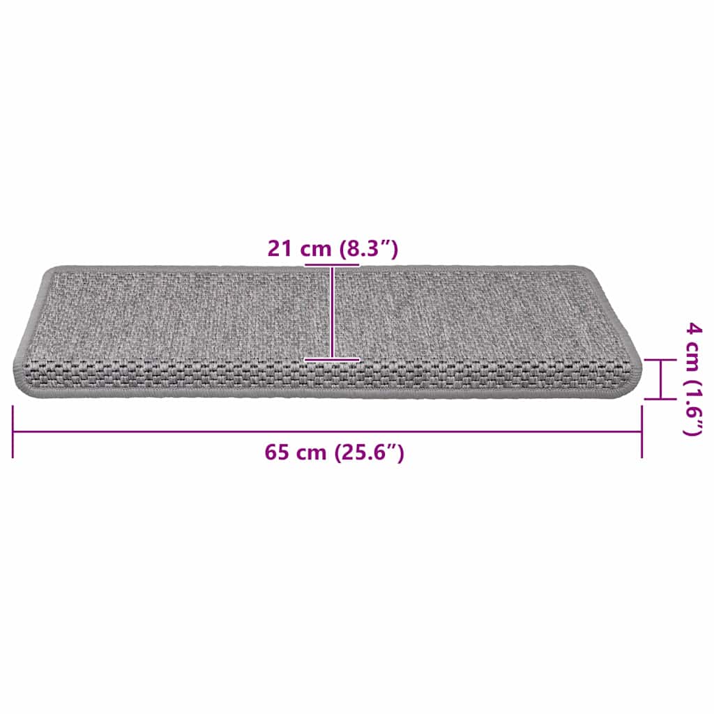Treppenmatten Selbstklebend Sisal-Optik 15 Stk. 65x21x4 cm