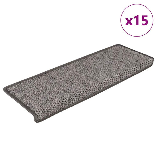 Treppenmatten Selbstklebend Sisal 15Stk. 65x21x4cm Grau & Beige