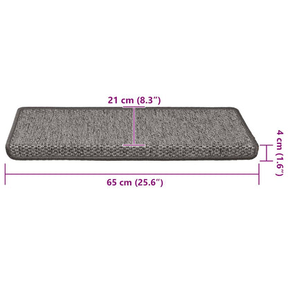 Treppenmatten Selbstklebend Sisal 15Stk. 65x21x4cm Grau & Beige