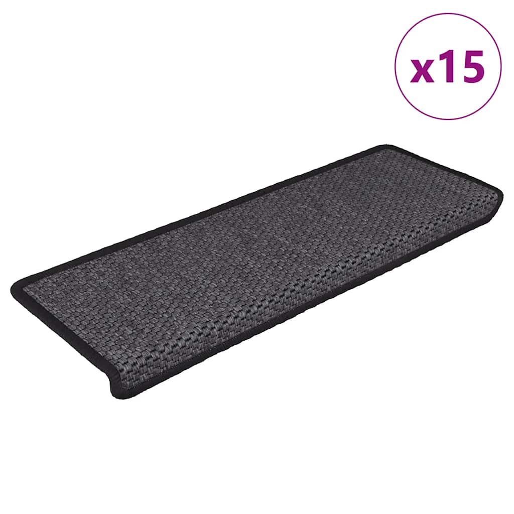 Treppenmatten Selbstklebend Sisal 15 Stk. 65x21x4 cm Anthrazit