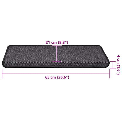 Treppenmatten Selbstklebend Sisal 15 Stk. 65x21x4 cm Anthrazit
