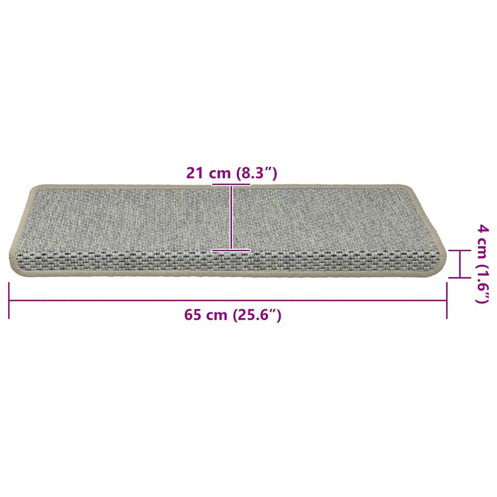 Treppenmatten Selbstklebend Sisal-Look 15 Stk 65x21x4 Grün