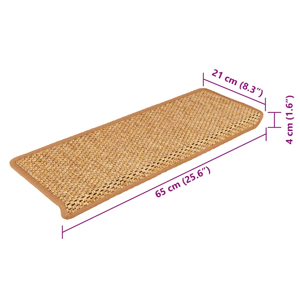 Treppenmatten Selbstklebend Sisal-Optik 15Stk. 65x21x4cm Orange