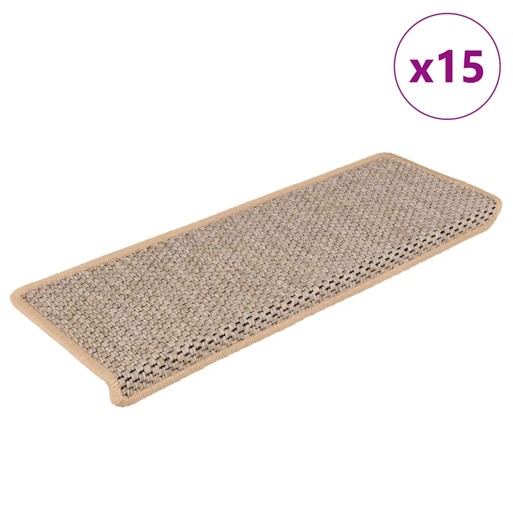 Treppenmatten Selbstklebend Sisal 15 Stk. 65x21x4 cm Hellbeige