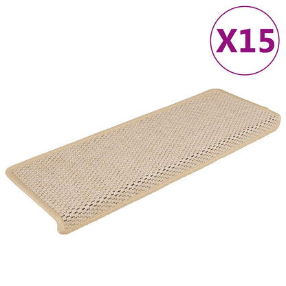 Treppenmatten Selbstklebend Sisal-Optik 15 Stk. 65x21x4cm Creme