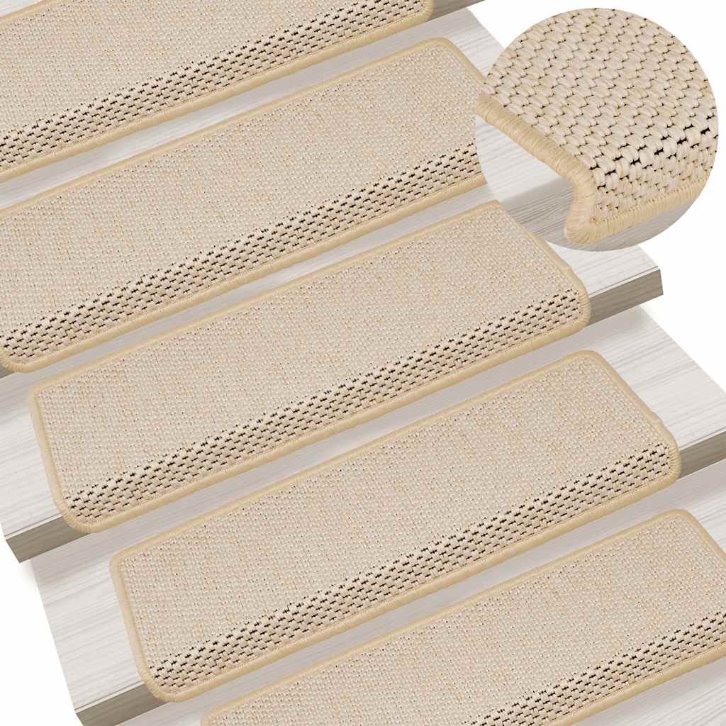 Treppenmatten Selbstklebend Sisal-Optik 15 Stk. 65x21x4cm Creme