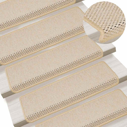 Treppenmatten Selbstklebend Sisal-Optik 15 Stk. 65x21x4cm Creme