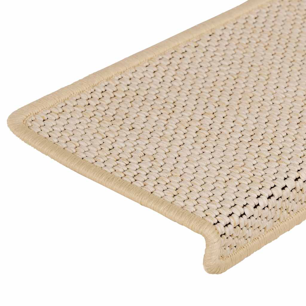 Treppenmatten Selbstklebend Sisal-Optik 15 Stk. 65x21x4cm Creme