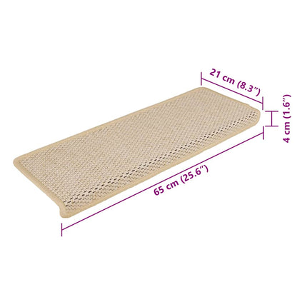 Treppenmatten Selbstklebend Sisal-Optik 15 Stk. 65x21x4cm Creme