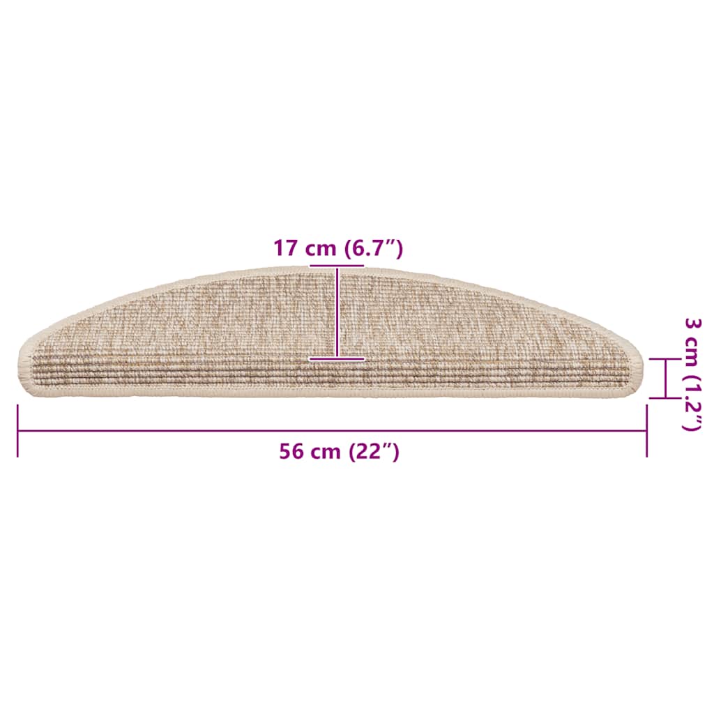 Stufenmatten 15 Stk. 56x17x3 cm Hellbeige Halbrund