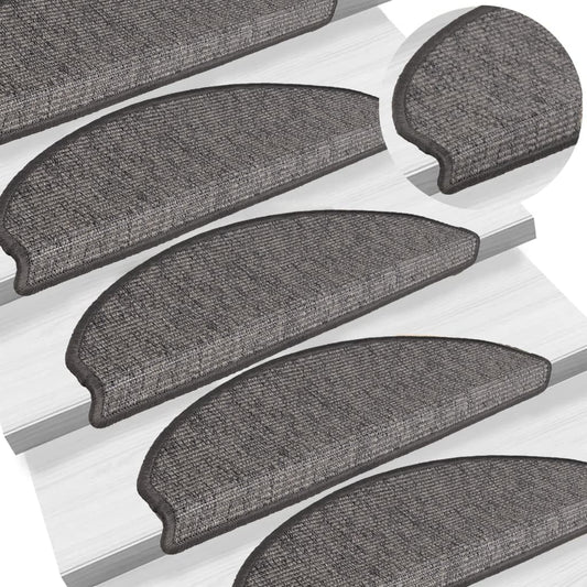 Stufenmatten 15 Stk. 65x21x4 cm Beige und Grau Halbrund Groß