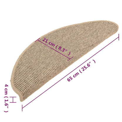 Stufenmatten 15 Stk. 65x21x4 cm Dunkelbeige Halbrund Groß