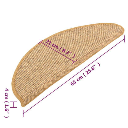 Stufenmatten 15 Stk. 65x21x4 cm Sisal Halbrund Groß