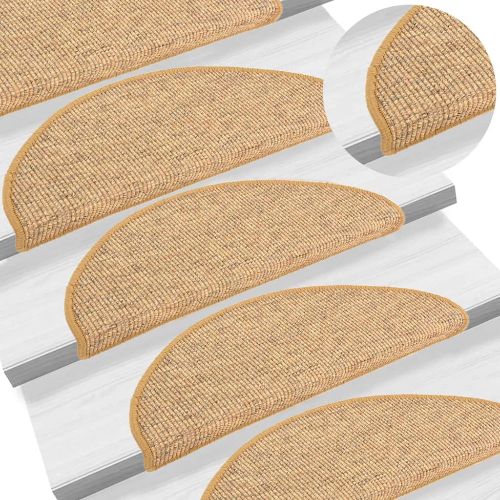 Stufenmatten 15 Stk. 65x21x4 cm Sisal Halbrund Groß