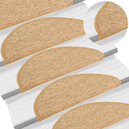 Stufenmatten 15 Stk. 65x21x4 cm Sisal Halbrund Groß