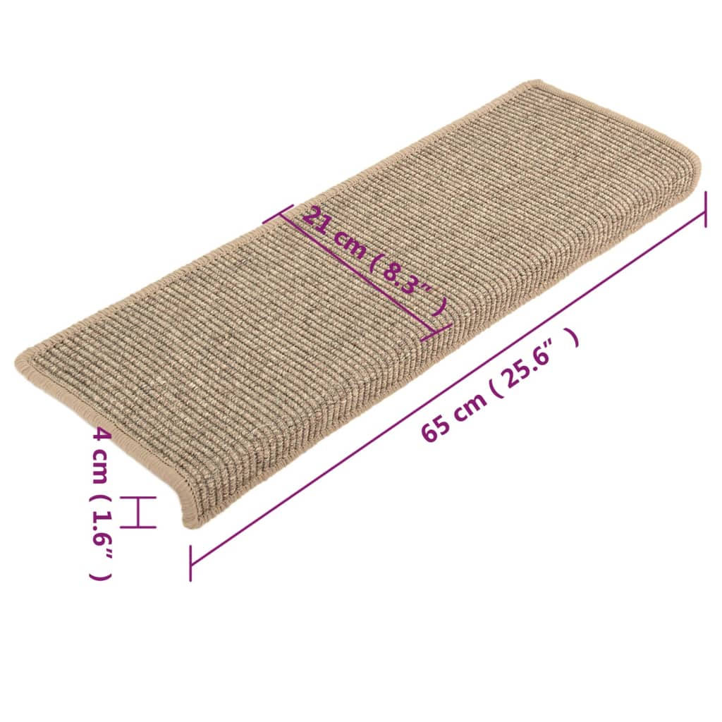 Stufenmatten 15 Stk. 65x21x4 cm Dunkelbeige Rechteckiger Rand