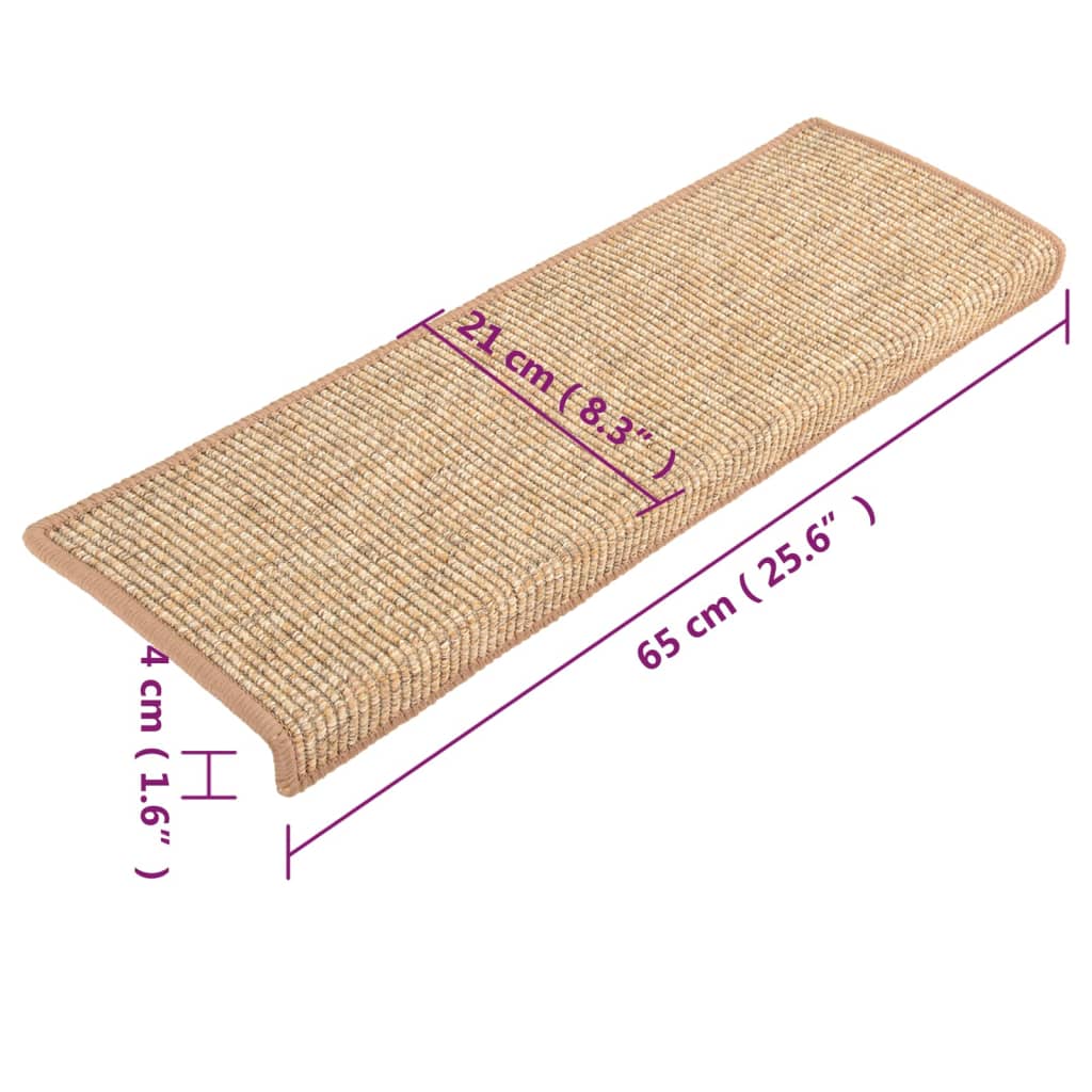 Stufenmatten 15 Stk. 65x21x4 cm Hellbraun Rechteckiger Rand