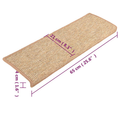 Stufenmatten 15 Stk. 65x21x4 cm Hellbraun Rechteckiger Rand