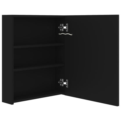 LED-Bad-Spiegelschrank Schwarz 50x14x60 cm