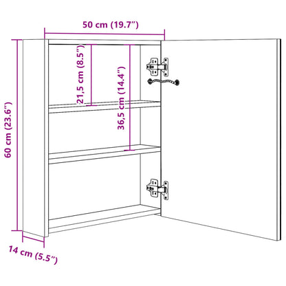 LED-Bad-Spiegelschrank Grau 50x14x60 cm
