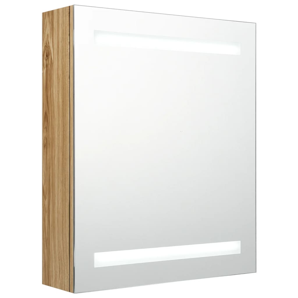 LED-Bad-Spiegelschrank Eichen-Optik 50x14x60 cm