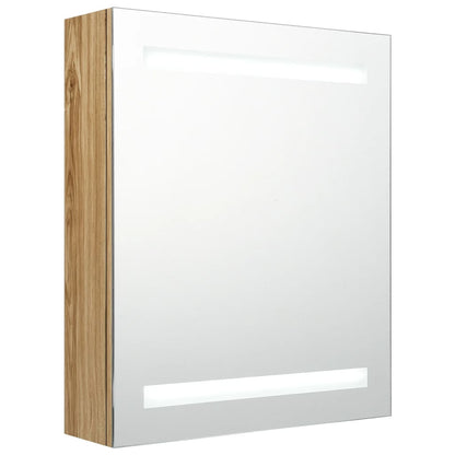 LED-Bad-Spiegelschrank Eichen-Optik 50x14x60 cm