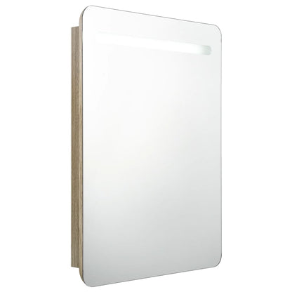LED-Bad-Spiegelschrank Eichen-Optik 60x11x80 cm