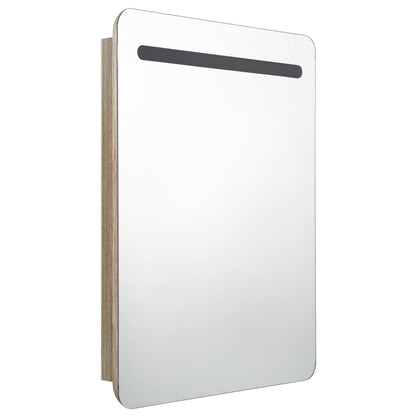 LED-Bad-Spiegelschrank Eichen-Optik 60x11x80 cm