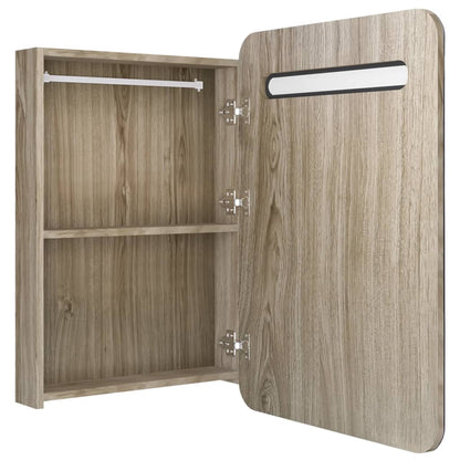 LED-Bad-Spiegelschrank Eichen-Optik 60x11x80 cm