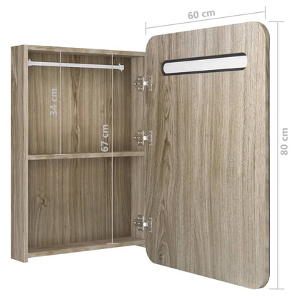 LED-Bad-Spiegelschrank Eichen-Optik 60x11x80 cm