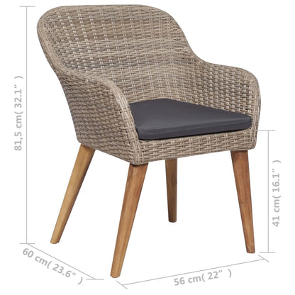 7-tlg. Garten-Essgruppe Braun