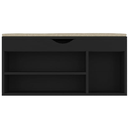 Schuhbank mit Kissen Schwarz 104x30x49 cm Holzwerkstoff