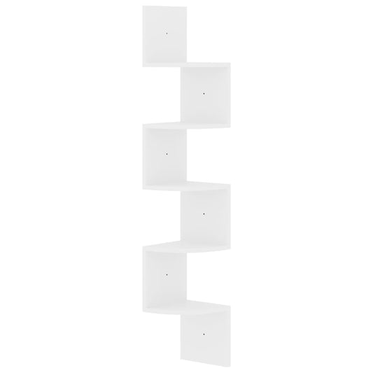 Wand-Eckregal Hochglanz-Weiß 19x19x123 cm Holzwerkstoff