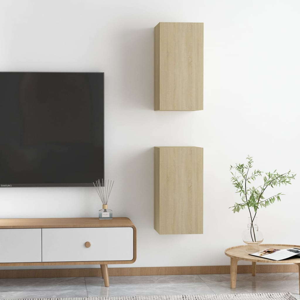 TV-skabe 2 stk Sonoma eg 30,5x30x60 cm træmateriale