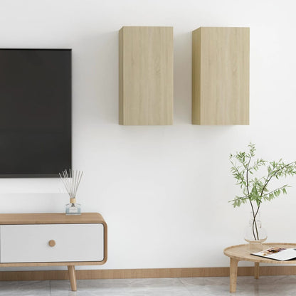 TV-skabe 2 stk Sonoma eg 30,5x30x60 cm træmateriale