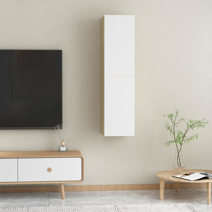 TV-Schränke 2 Stk. Weiß Sonoma-Eiche 30,5x30x60cm Holzwerkstoff