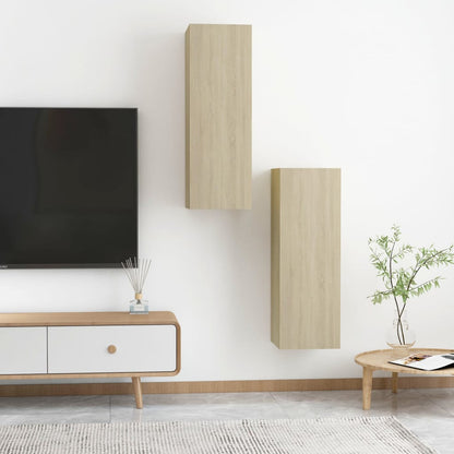 TV-skabe 2 stk Sonoma eg 30,5x30x90 cm træmateriale