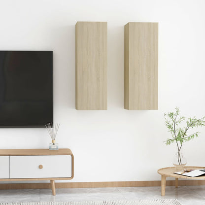 TV-skabe 2 stk Sonoma eg 30,5x30x90 cm træmateriale
