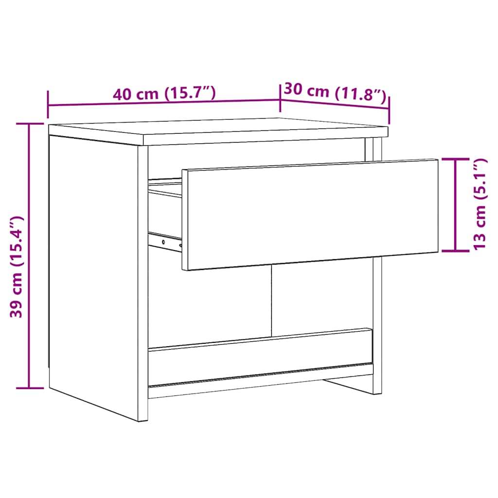 Nachttisch Betongrau 40x30x39 cm Holzwerkstoff