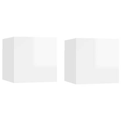 TV overskabe 2 stk Hvid højglans 30,5x30x30 cm