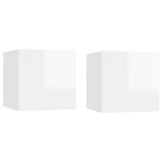 TV overskabe 2 stk Hvid højglans 30,5x30x30 cm