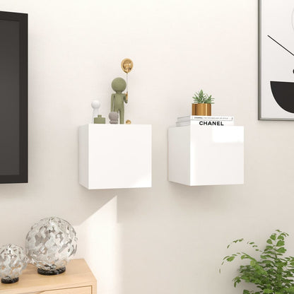 TV overskabe 2 stk Hvid højglans 30,5x30x30 cm
