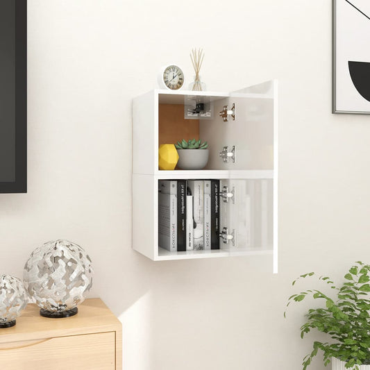 TV overskabe 2 stk Hvid højglans 30,5x30x30 cm